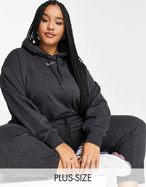 Nike Lounge Plus essential fleece oversized hoodie in black marl