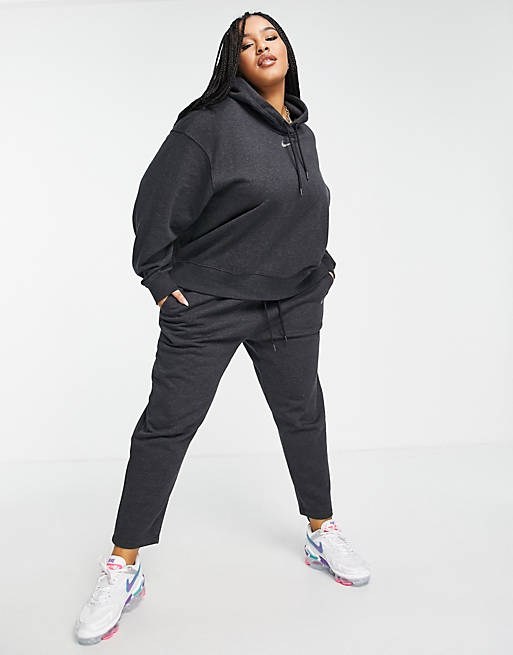 Nike Lounge Plus essential fleece oversized hoodie in black marl