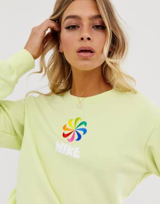 nike luminous green rainbow wheel sweatshirt