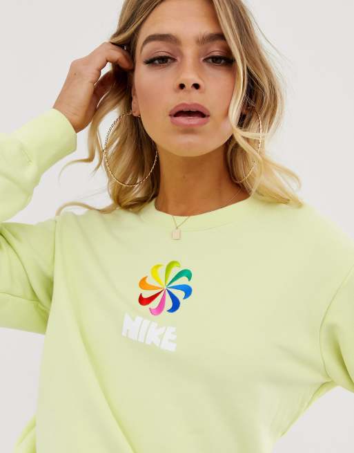 Nike luminous green cheap rainbow wheel sweatshirt