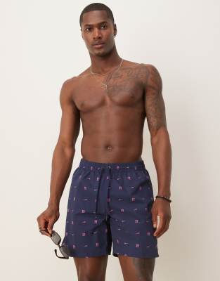 Nike Swimming Nike Lux Letter 7 inch Volley swim shorts in navy