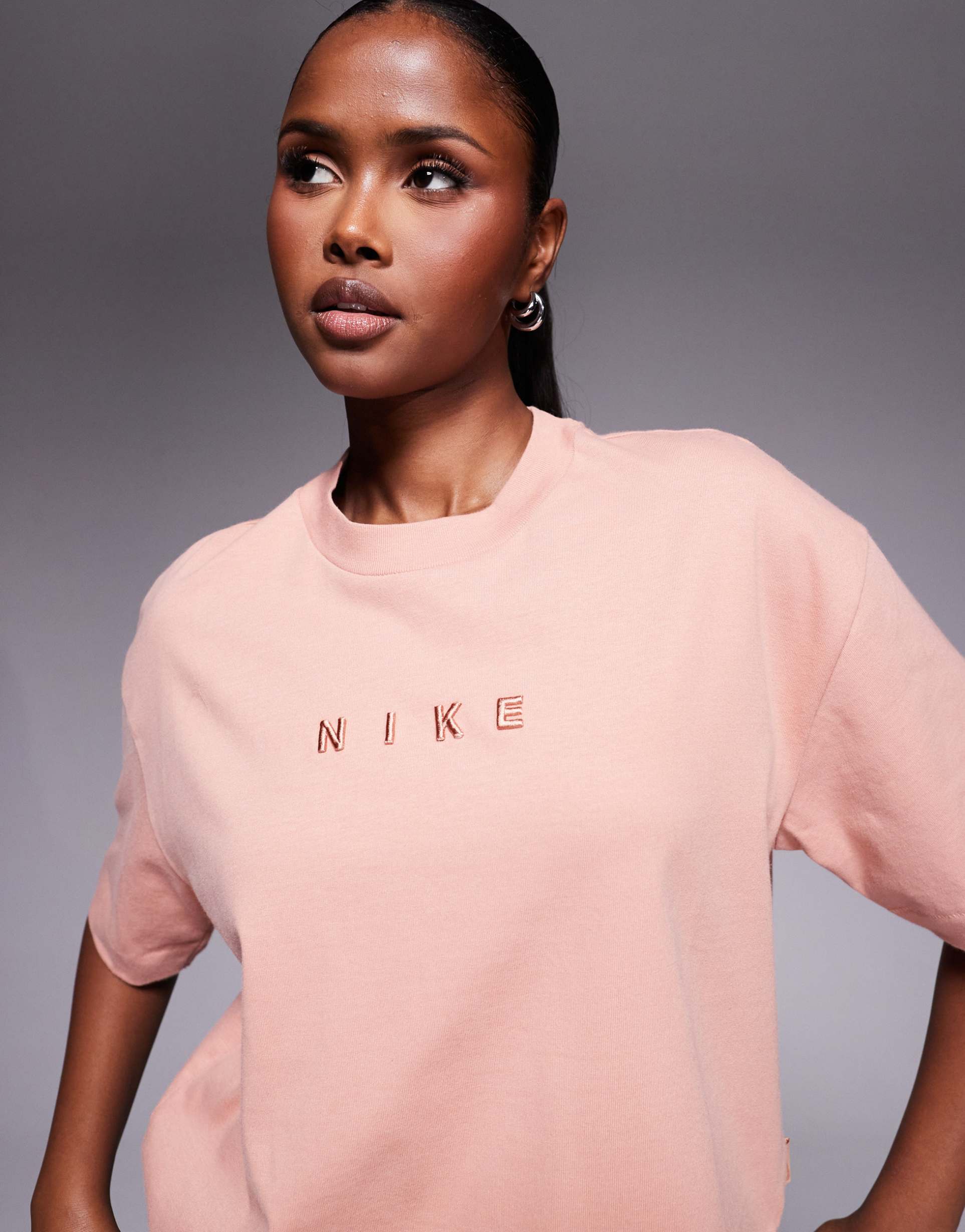 nike luxe boxy t-shirt in coral