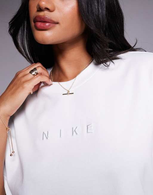 Nike - Luxe - Hvid T-shirt i firkantet pasform, 3 af 4