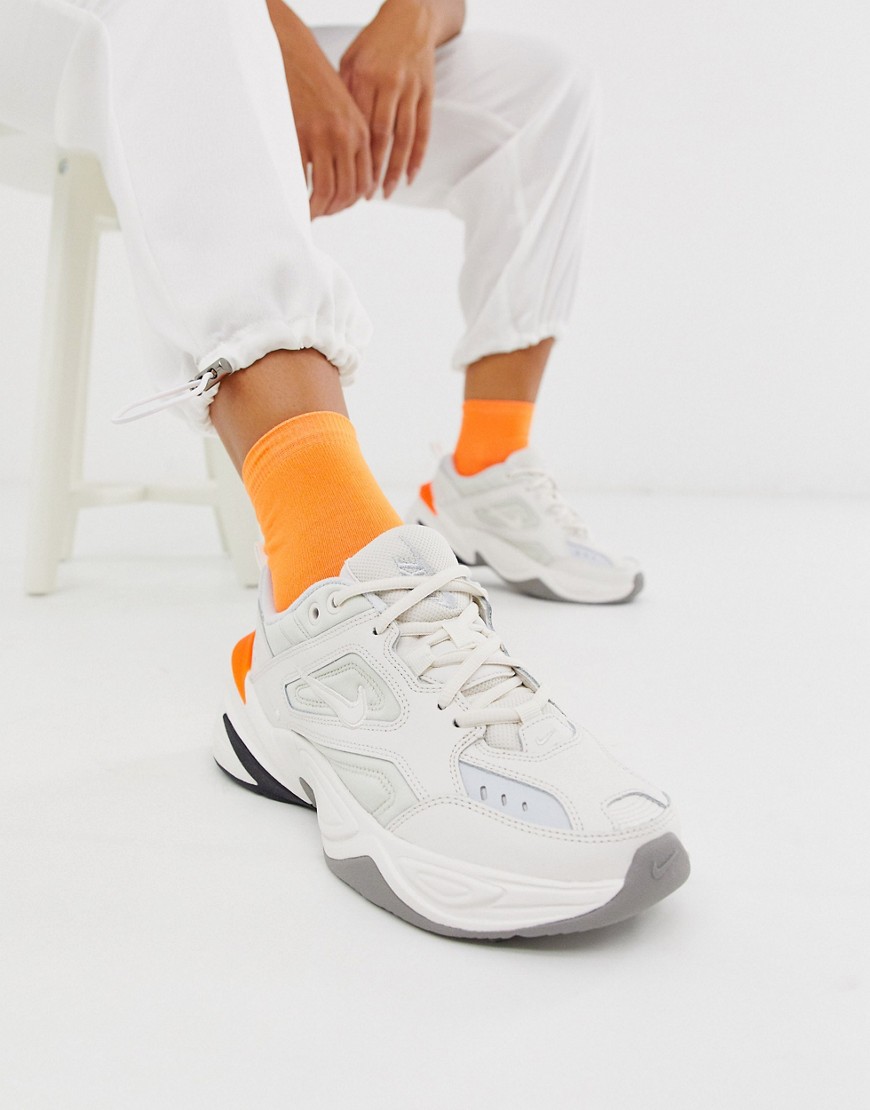 Nike - M2K Tekno - Sneakers bianche e arancioni-Bianco