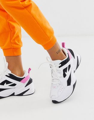 nike white and pink m2k tekno trainers