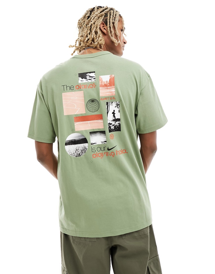 Nike M90 graphic back print t-shirt in green-White