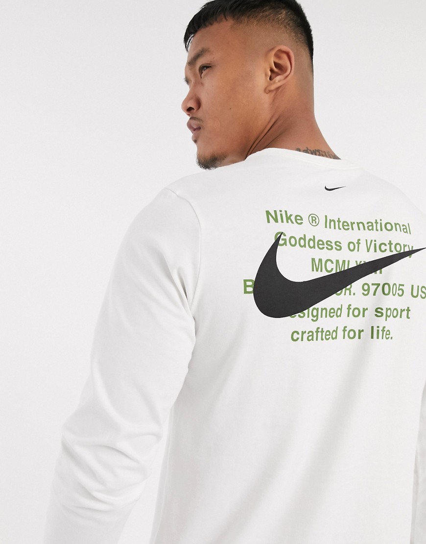 Nike - Maglietta a maniche lunghe bianca con logo Nike-Bianco