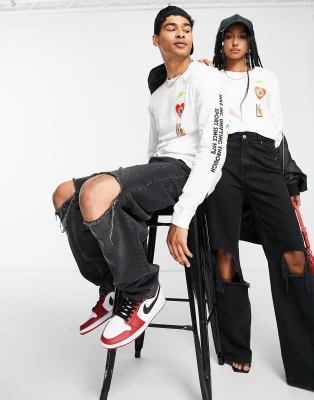 Maglietta a maniche lunghe bianca con stampa a colori vivaci sul retro-Bianco - Nike T-shirt donna  - immagine1
