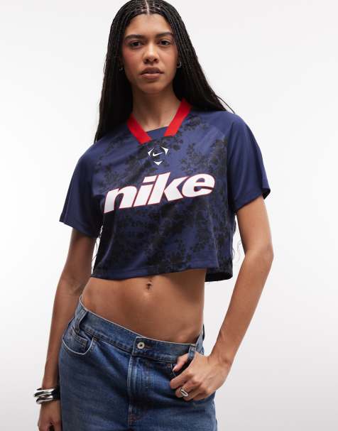 Nike – Marinblå, kort fotbollströja med spetseffekt - view 1