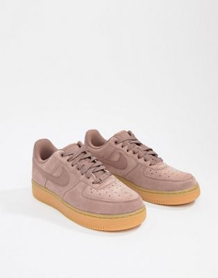 Nike Mauve Air Force 1 Sneakers With 