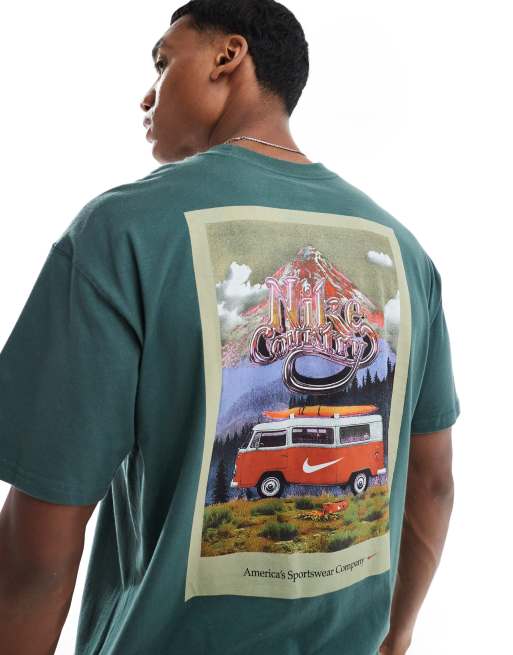 Nike Max 90 back print T-shirt in green 