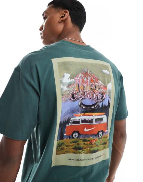 Nike Max 90 back print t-shirt in green 