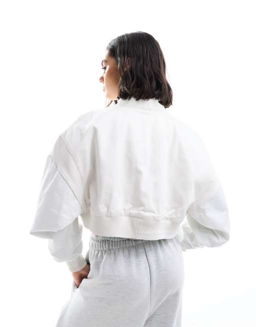 Nike MDC cropped woven bomber jacket in white , 4 of 4