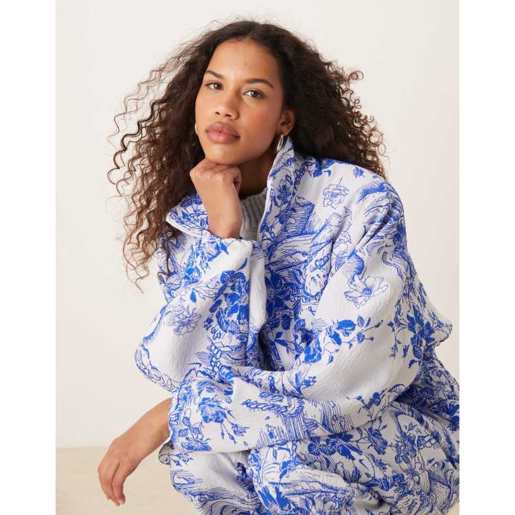 Nike MDC jaquard floral jacket in blue and white ASOS