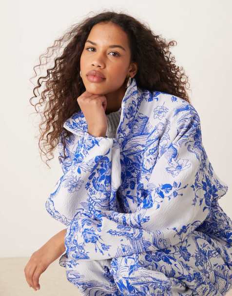 Nike - MDC - Veste en jacquard fleuri - Bleu/blanc - view 1