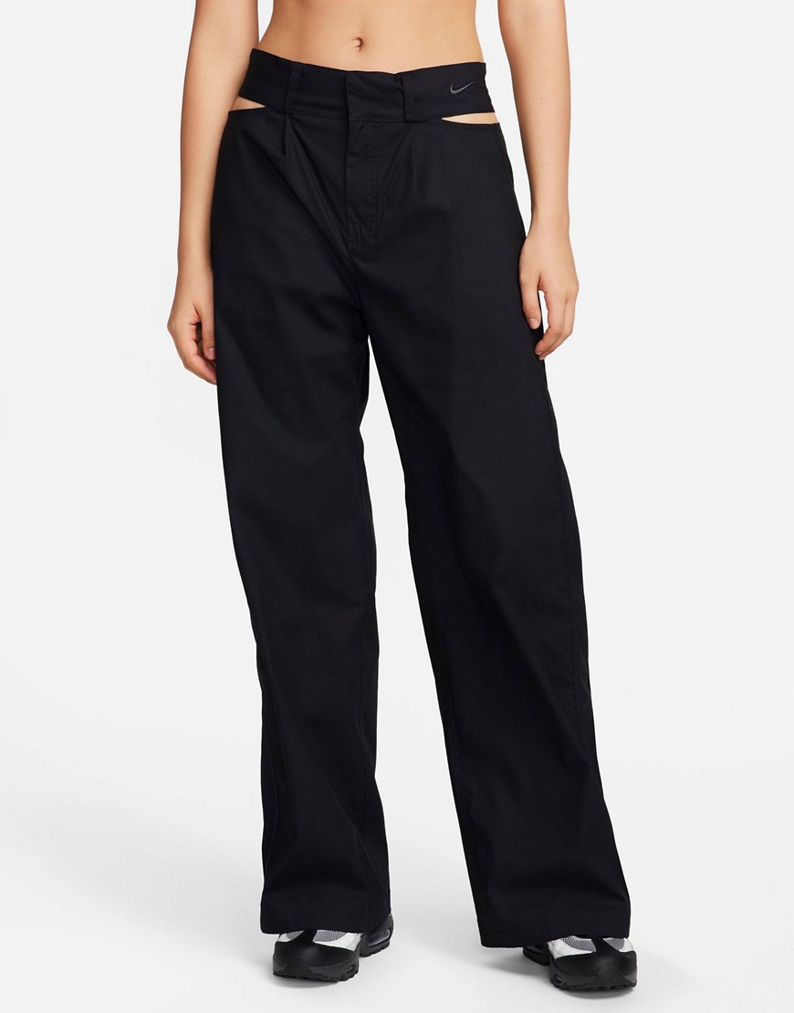 MDC woven cut out pants in black