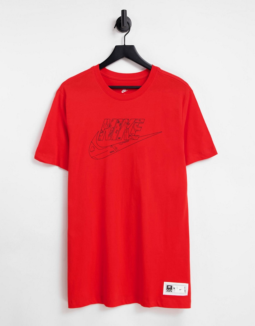 Nike Mechanic Futura logo t-shirt in red
