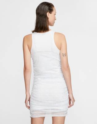 white mesh mini dress