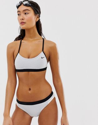 Nike - Mesh sport-bikinitop met gekruiste achterkant in wit-Multi