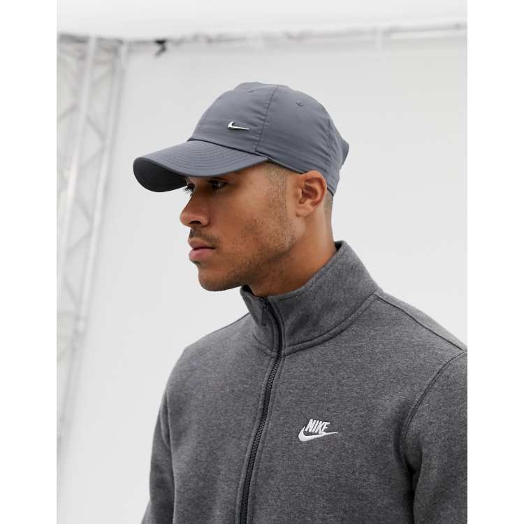 Nike metal swoosh cap in gray