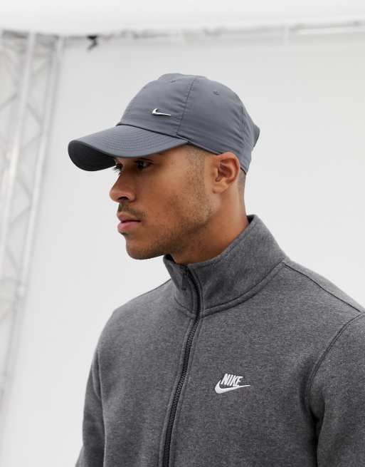 Nike metal swoosh cap in gray