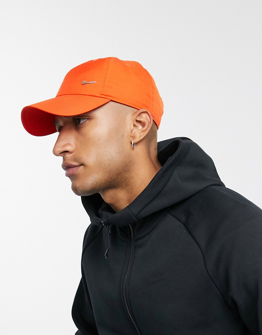 Nike metal swoosh cap in orange