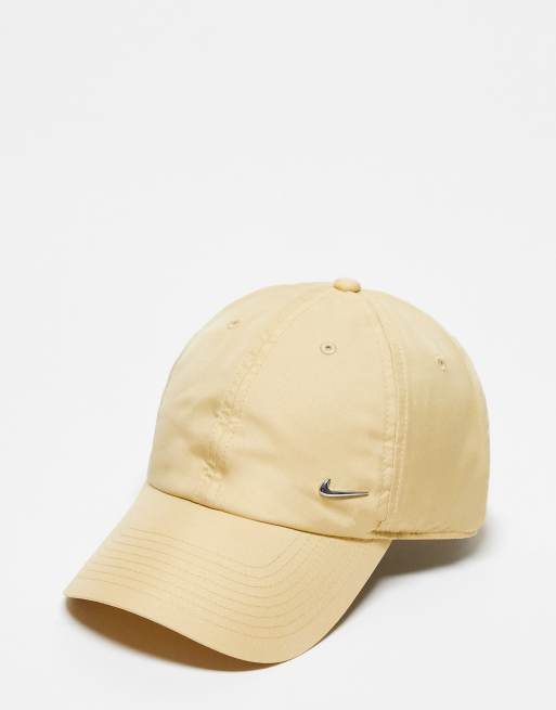 Nike metal swoosh cap in sesame with metallic silver swoosh | ASOS