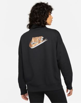 Nike Metallic Pack Futura oversized quarter-zip fleece sweatshirt in black