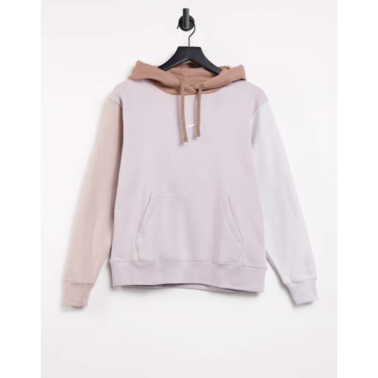 Nike Metallic Swoosh colour block hoodie in neutrals