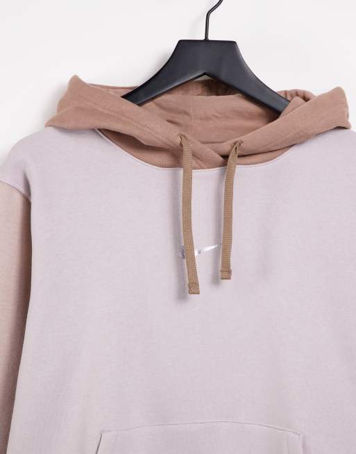 Nike Metallic Swoosh colour block hoodie in neutrals