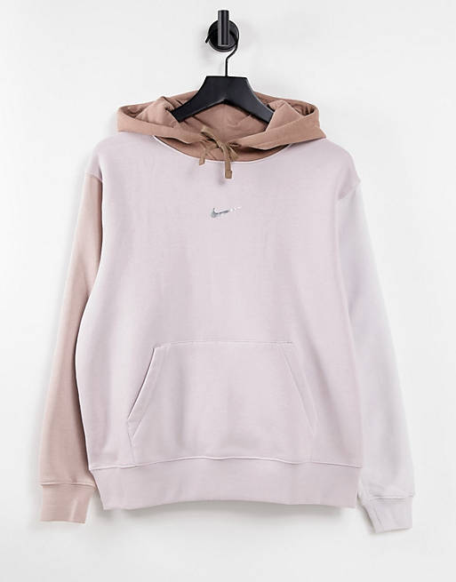 Women Nike Metallic Swoosh colour block hoodie in neutrals 