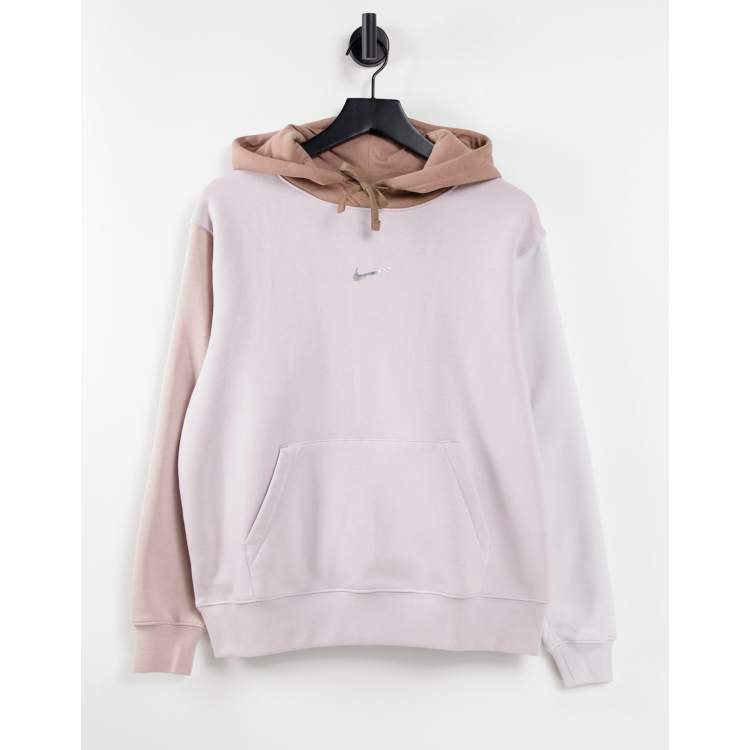 Nike Metallic Swoosh colour block hoodie in neutrals ASOS