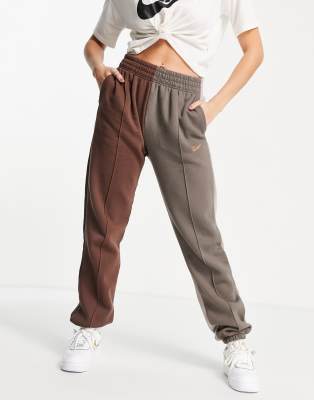 Nike Metallic Swoosh colour block joggers in brown and dark neutrals | ASOS