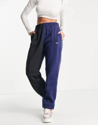 nike metallic swoosh colour block joggers