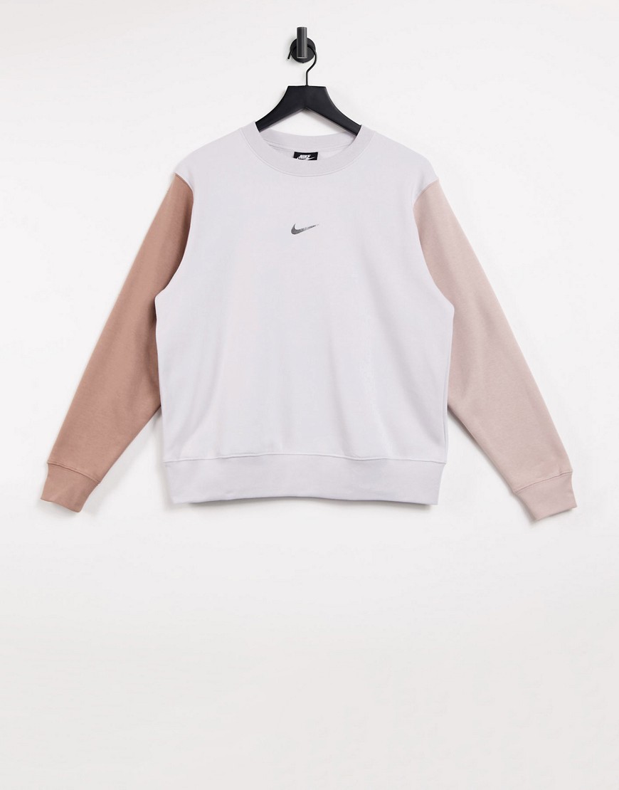 Nike Metallic Swoosh colour block sweatshirt in neutrals-Multi