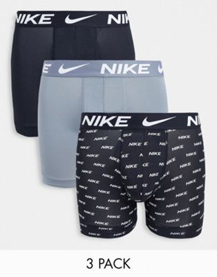 Nike microfiber 3 pack boxer briefs in black/grey/print