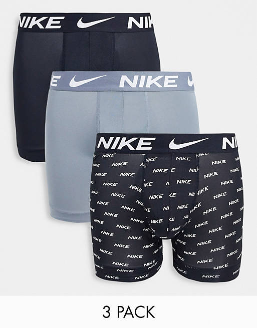  Underwear/Nike microfiber 3 pack boxer briefs in black/grey/print 