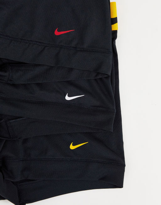 Nike microfiber 3 pack trunks in black with coloured waistband, 4 of 4