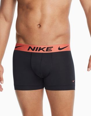 Nike microfiber 3 pack trunks in black with coloured waistband - ASOS Price Checker