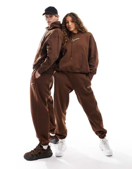 Nike - Midi - Felpa unisex marrone cacao con cappuccio e logo, 3 di 4