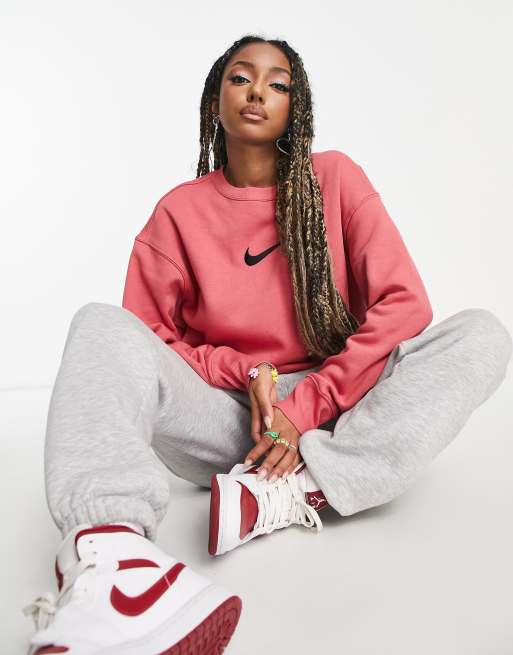 Nike - Midi Swoosh - Felpa rosa Adobe con logo