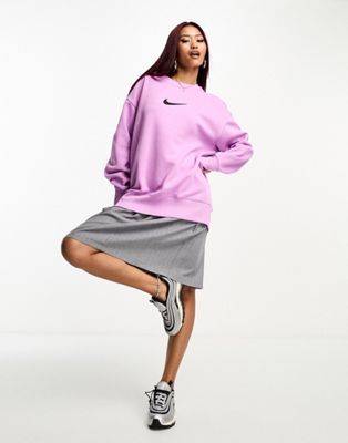 Nike midi swoosh fleece sweatshirt in rush fuchsia