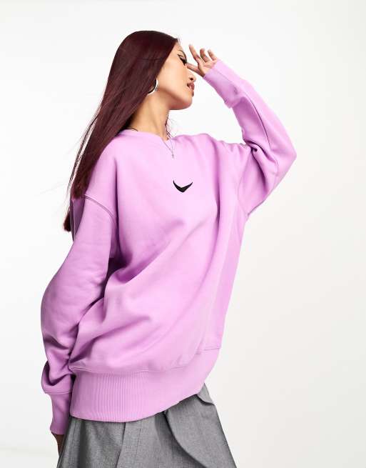 Nike mini swoosh discount oversized cropped purple sweatshir