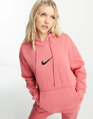 Nike Midi Swoosh hoodie in adobe pink