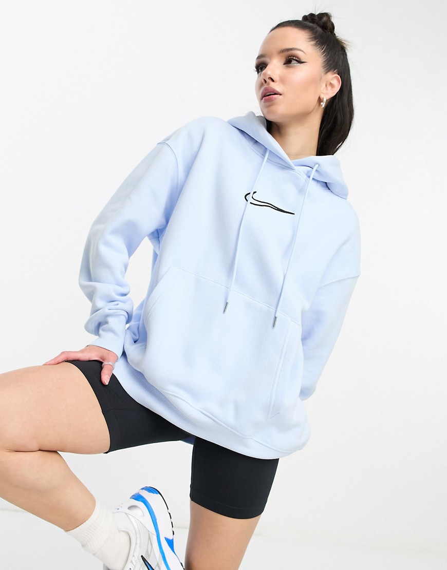 Nike Midi Swoosh phoenix fleece hoodie in celestine blue