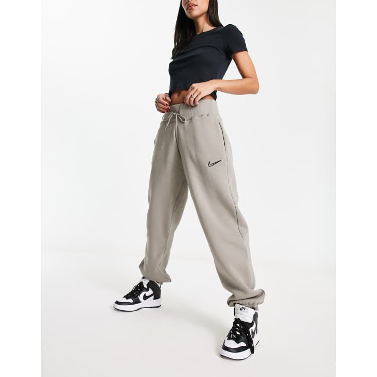 Nike oversized wide leg joggers in fossil grey