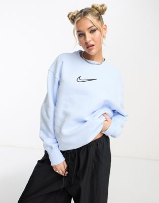 Nike Midi Swoosh phoenix fleece sweatshirt in celestine blue