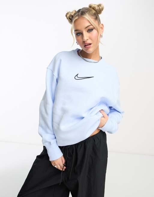 Nike Midi Swoosh phoenix fleece sweatshirt in celestine blue