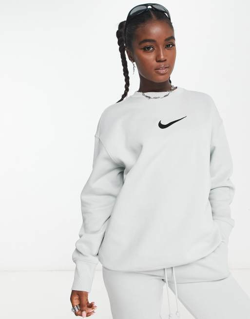 Nike Midi Swoosh sweatshirt in silver | ASOS