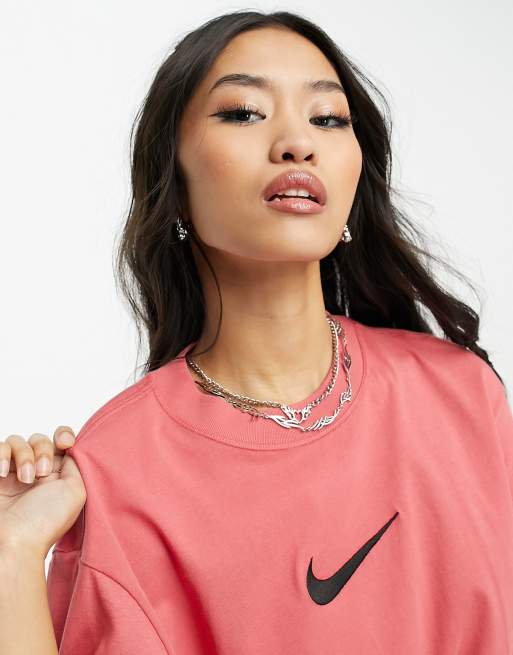 Nike pink cheap swoosh t shirt